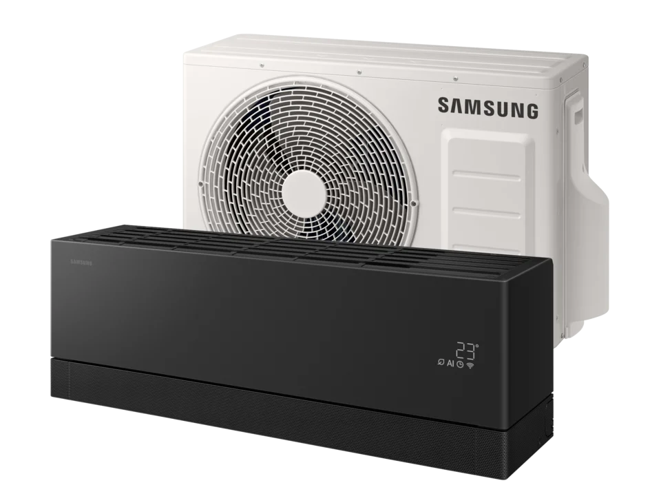 Samsung WindFree Première Black: schwarzes Wandgerät mit Außengerät